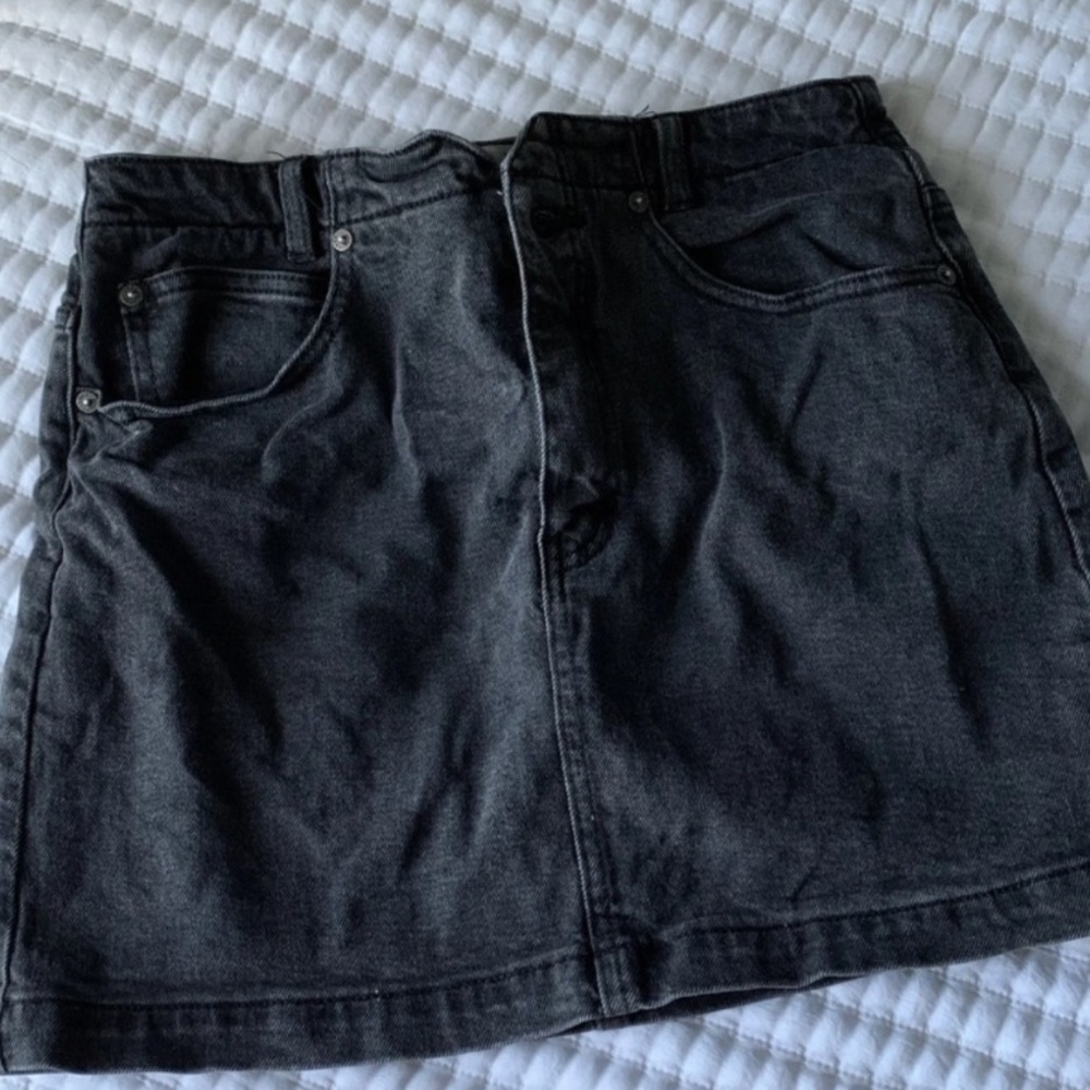 Free People black denim skirt